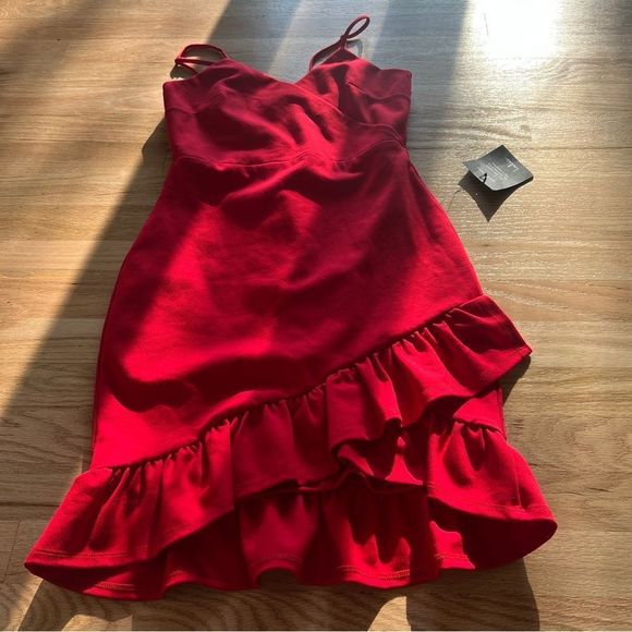 NWT Lulus Sealed with a kiss red bodycon dress sexy knit strappy wedding guest - Picture 7 of 7